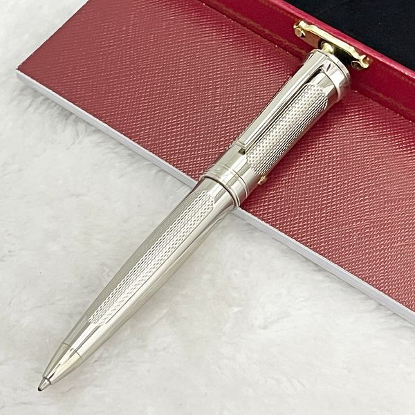

giftpen classic luxury metal signature pen silver with cat eye drill 5a quality ballpoint pens comfortable writing stationery, Blue;orange