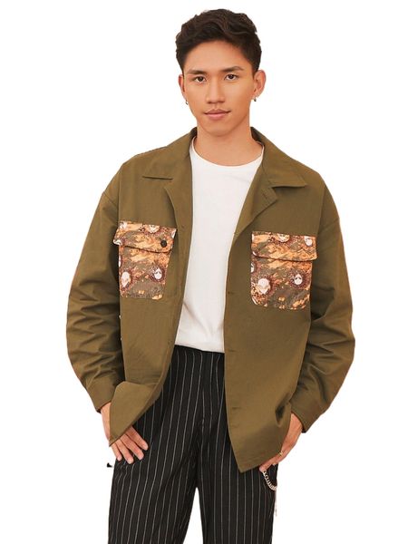 

x alienated men drop shoulder flap pocket shirt x48a#, White;black