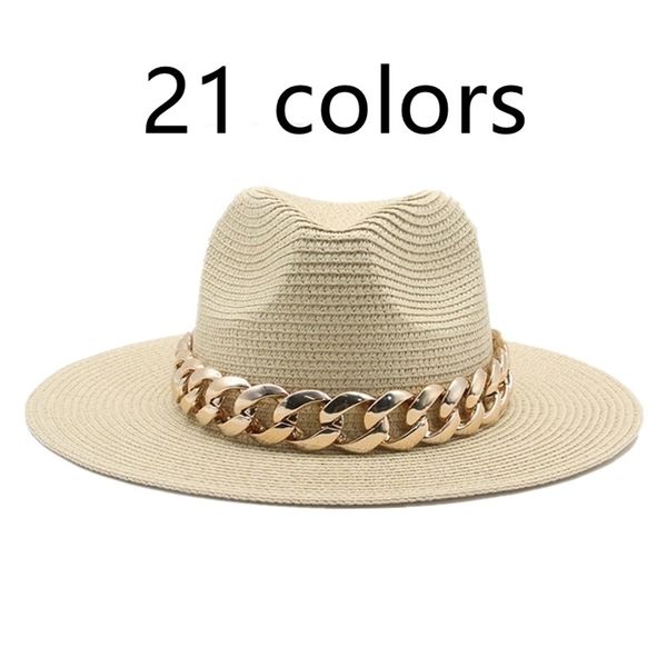 

hats for women hat sun straw panama gold chain belt hats for men spring black khaki beach casual summer men hats sombrero hombre 220526, Blue;gray