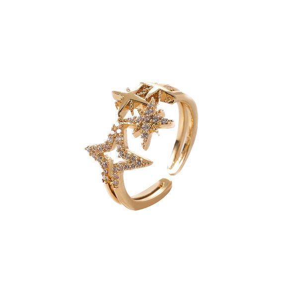 

fashion designers accessories european and american foreign trade jewelry special-interest design diamond-embedded pentagram ring exquisite, Silver
