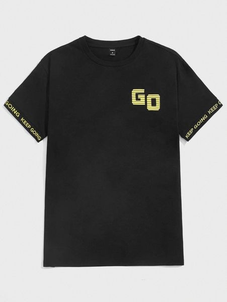 

men letter graphic contrast tape tee 379h#, White;black