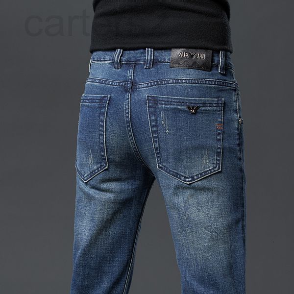

men's jeans designer high grade autumn and winter jeans men's light grinding loose straight tube korean elastic black middle-aged, Blue