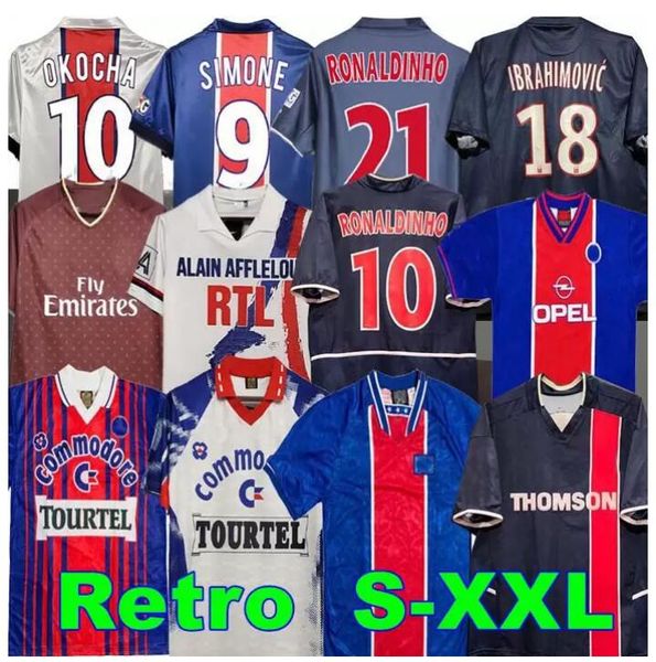 

okocha psgs retro soccer jersey 93 94 95 96 okocha leroy adailton 98 99 00 01 02 03 90 92 classic rai anelka ibrahimovic camisas de futebol, Black;yellow