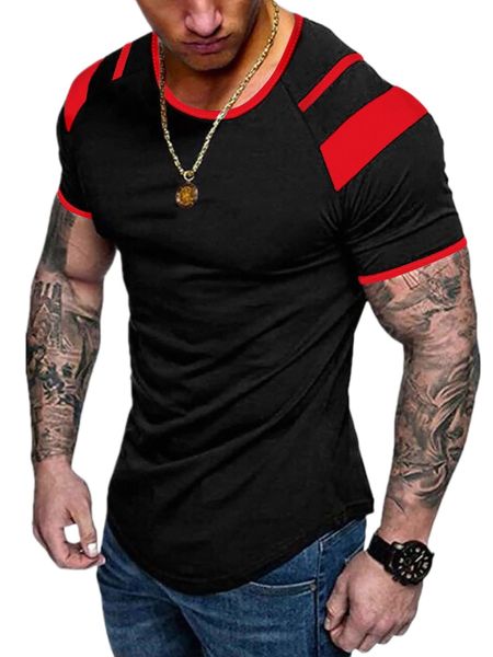 

men colorblock raglan sleeve tee o4ko#, White;black