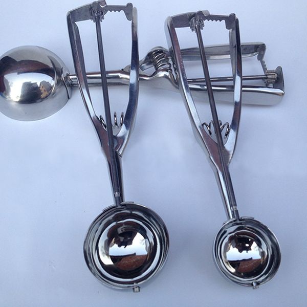 Cozinha 4cm 5cm 6cm Scoop Acessórios Ferramentas de mola de aço Bola de sorvete Prato de bola de aço inoxidável Tamanho da melancia Biscoit Spoon 220509