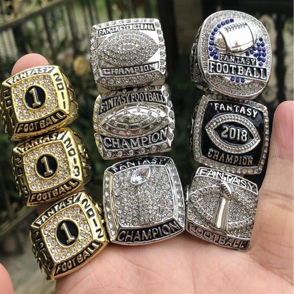 

9pcs 2011 12 13 2015 2016 2017 2018 2019 fantasy football team champions championship ring set souvenir men fan gift 2020273t, Golden;silver