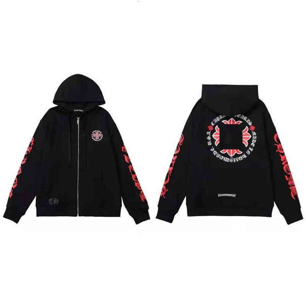 

fashion classic mens sweatshirts luxury brand zipper ch designer hoodies horseshoe sanskrit cross print pullover hooded sweater coat womens, Black
