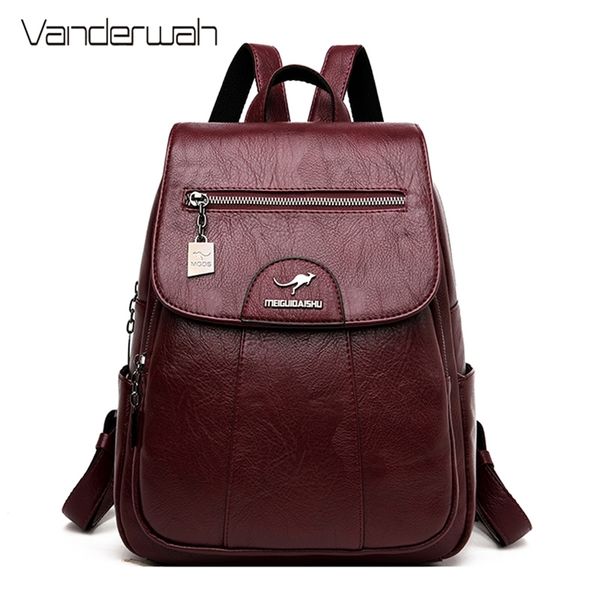 

designer female backpack vintage leather backpacks for women school bag travel bagpack ladies sac a dos back pack 220514
