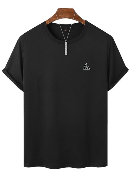 

men letter embroidery tee 32zt#, White;black