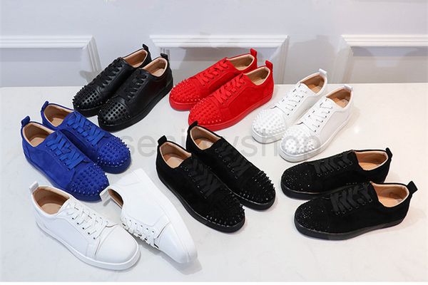 

brand new designer red leather spike glittered sneakers crystal low casual shoes party red mens and womens shoe big size eur35-46, Black