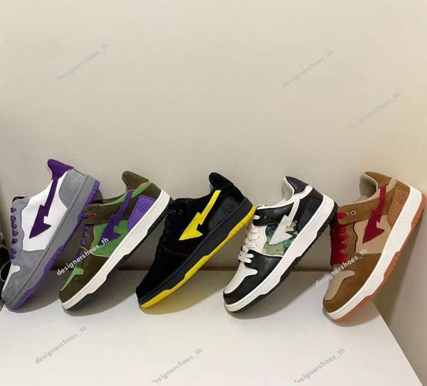 

fashion designer bape sta sk8 casual shoes women mens bapesta trainers patent leather camo beige grey bapestas platform sneakers, Black