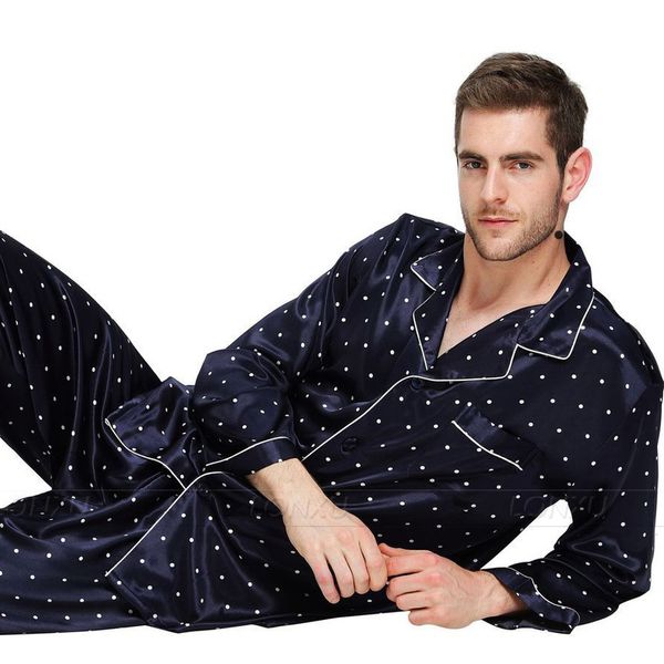 Pijamas de cetim de seda de roupas de sono masculinas Conjunto de pijamas Conjunto de pijamas PJS SleepWear Set Lounge 220823