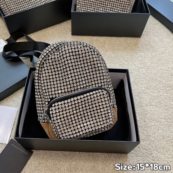 

designer bag ladies mini size full diamond backpack handbag brand luxury backpack king bag 18x15cm with box