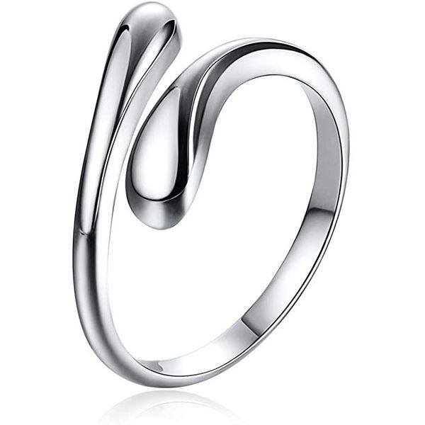

925 silver band rings with smooth surface and simple water drop