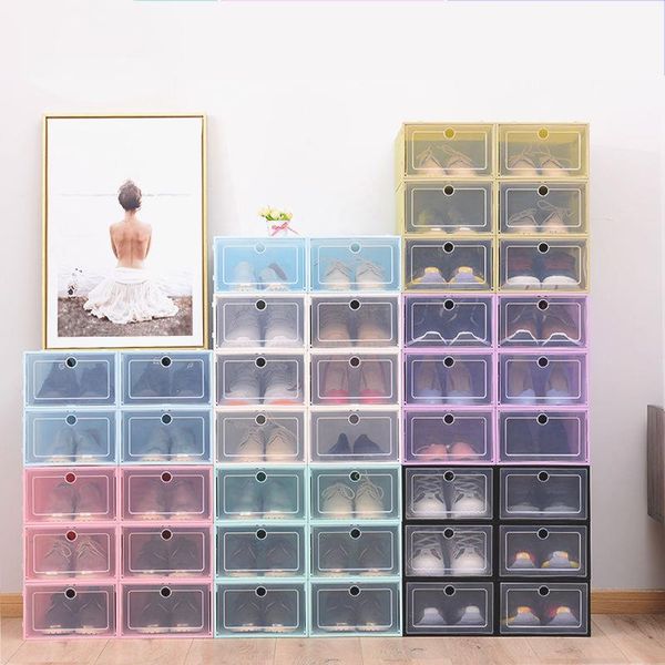 Aufbewahrungsboxen Bins 6 Stück Kunststoff Schuhkarton verdicken transparente Clamshell faltbare DIY staubdichte Home Cabinet