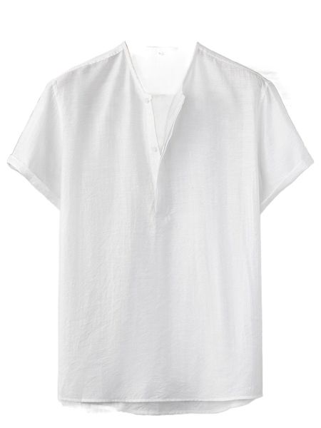 

men solid half button shirt b6jh#, White;black