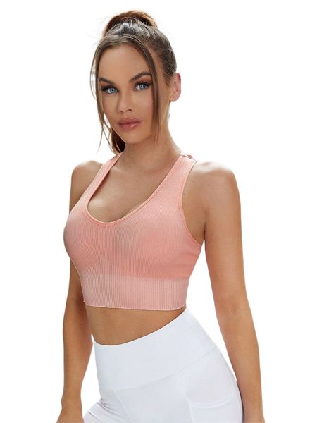 

rib-knit crisscross back sports bra i6yw#, Gray