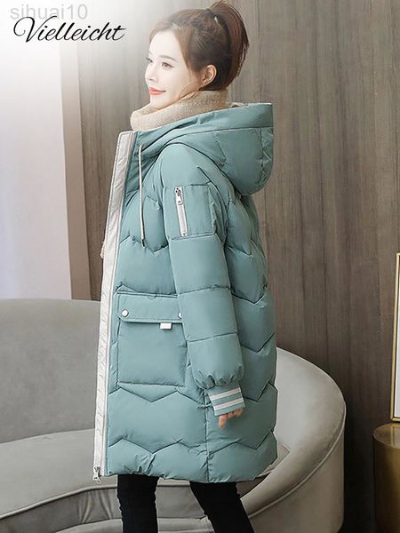 

vielleicht down jackets female winter coat women's parkas hooded warm winter jacket coat cotton padded jacket -3xl l220730, Black