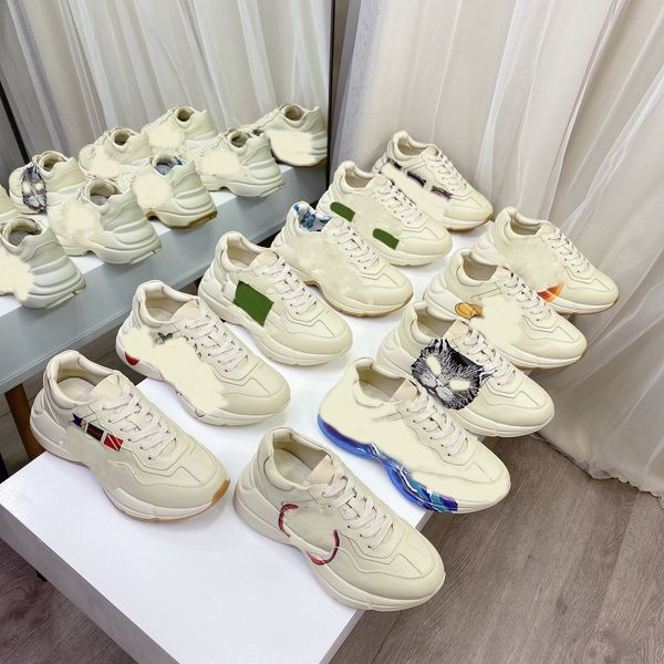 

mens rhyton casual shoes dad sneaker paris fashion women shoe platform sports trainers strawberry mouse wave mouth tiger, Black