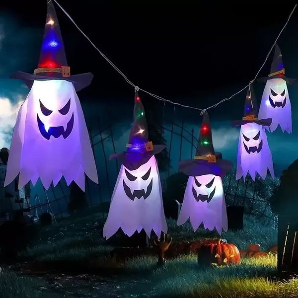 Halloween LED LED LAMPHING LIGHT LIGHT HASCHING Ghost Halloween Party Dress Up Light Wizard Hat Lamp Horror Props per la decorazione della barra di casa 0815