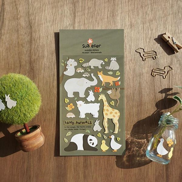 Confezione regalo Corea Animali terrestri carini Adesivi Scrapbooking Cancelleria Kawaii Po Planner Carte Diario Decorativo Fustellato Hobby ArtigianaleRegalo RegaloRegalo