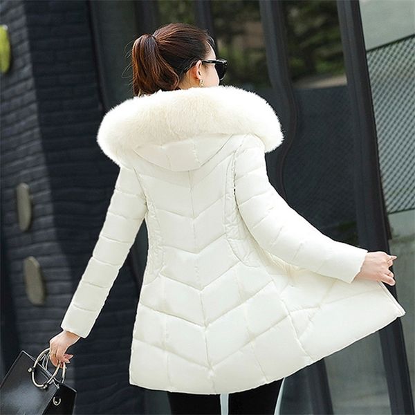 

fake fur parkas women down cotton jacket 2019 new winter coats women thick snow wear coat lady clothing female jackets parkas t200116, Black