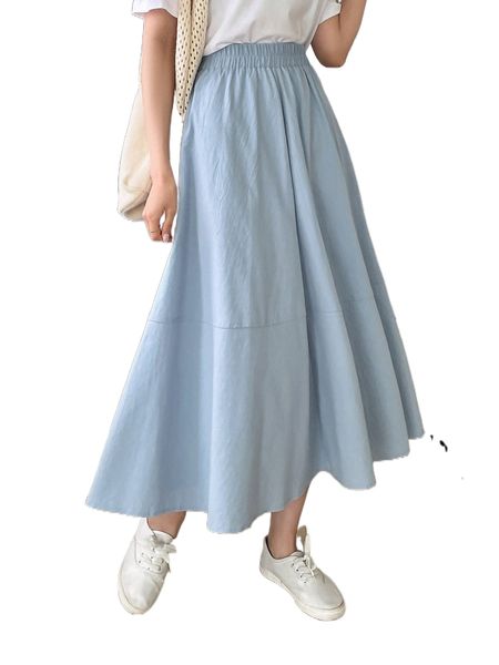 

dazy solid high waist flared skirt 29xf#, Black