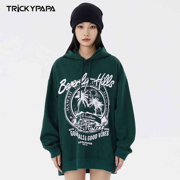 

tkpa american west coast oversize hoodie men's fashion high street casual, Black