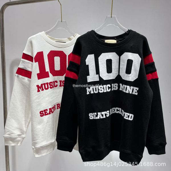 

women's t-shirt autumn and winter g family 100th anniversary series t-shirt letter printing lyrics slogan men's women's loose, White