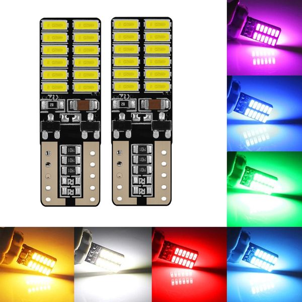 

new 100x t10 led auto lamp cars from w5w canbus 4014 24smd 8w 6000k light emitting diodes independent bulb excellent producto white