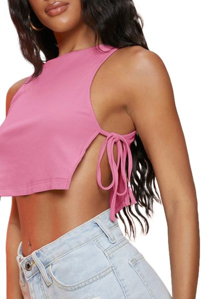 

sxy ribbed slit self-tie crop z9rb#, White