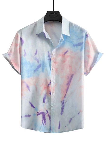 

men tie dye button up shirt i8lk#, White;black