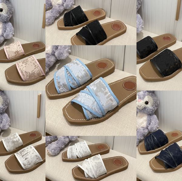 

new designer women sandal flat slipper fashion embroidery lace summer woody heel slippers slides flip flops womens daily commuting sandals s, Black