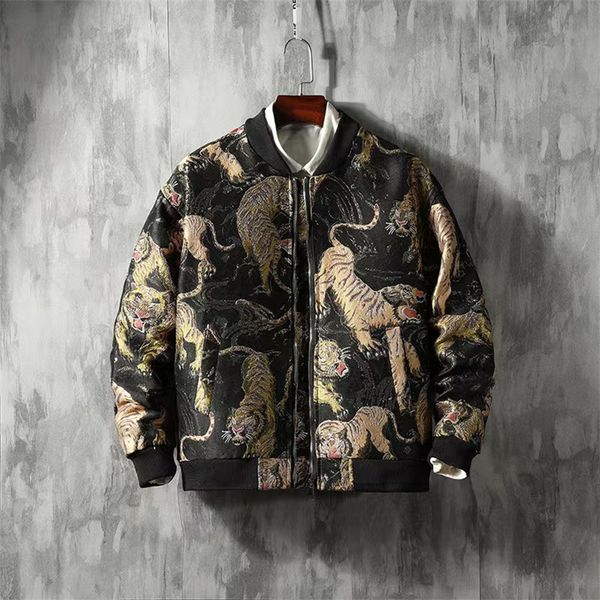

2022 spring autumn summer winter designer men's jacket personality pattern embroidered tiger jacket three colors m-5xl, Black;brown