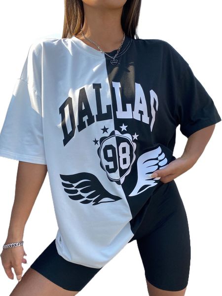 

wings & letter graphic drop shoulder tee y7nv#, White