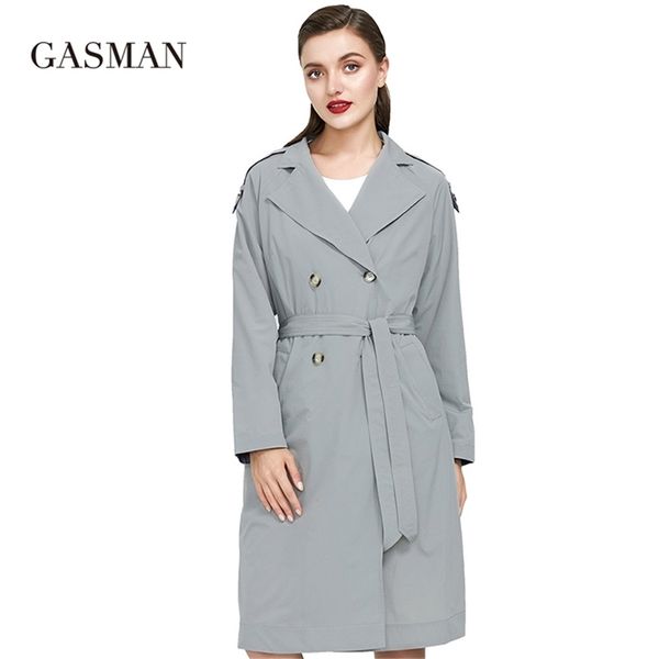 

gasman 2020 new autumn women's windbreakers fashion oversize women black double breasted trench coat female loose trench outwear lj2009, Tan;black