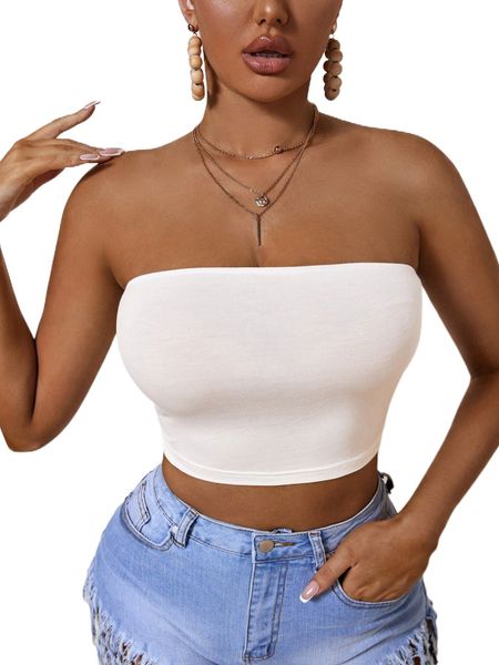 

tall solid crop tube a3ys#, White