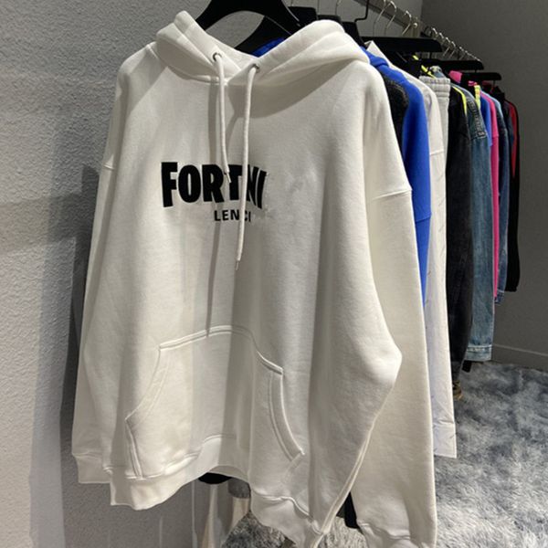 

designer hooded sweater trendy balencg long sleeve t shirt bb 3d graffiti print loose os couples, Black