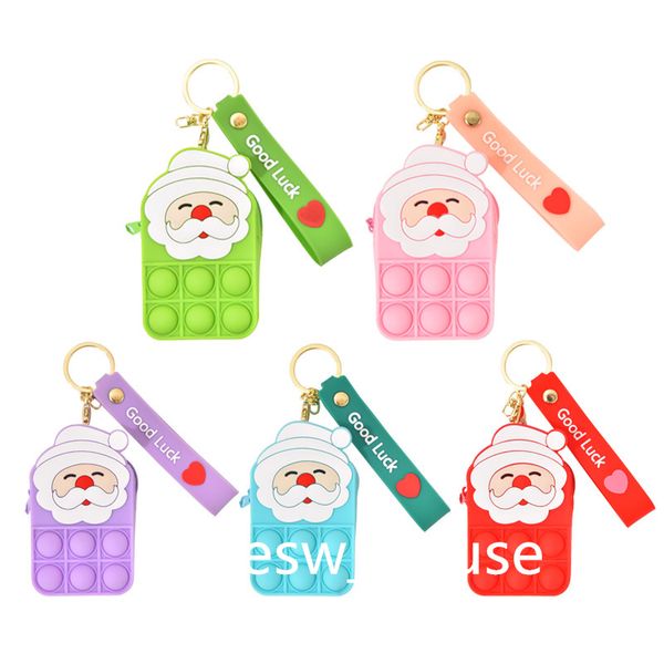 Party Favor Silikon Schlüsselanhänger Spielzeug Kinder Pop Wallet Schlüsselanhänger für Mädchen Jungen Anti-Angst Stressabbau Sensorisches Spielzeug