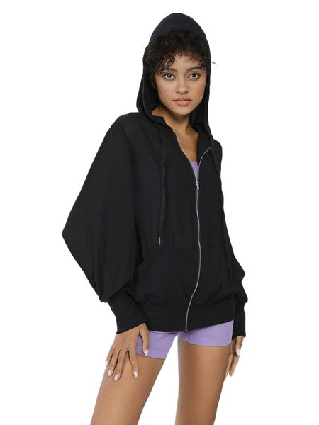 

x by nusha solid zip up sweatshirt m3g6#, Black