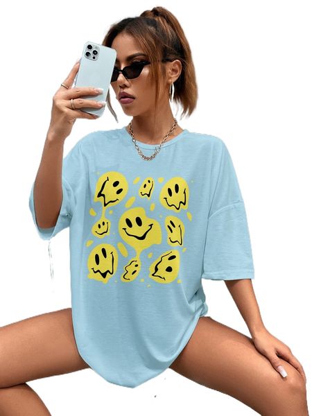 

cartoon graphic oversized tee 740m#, White