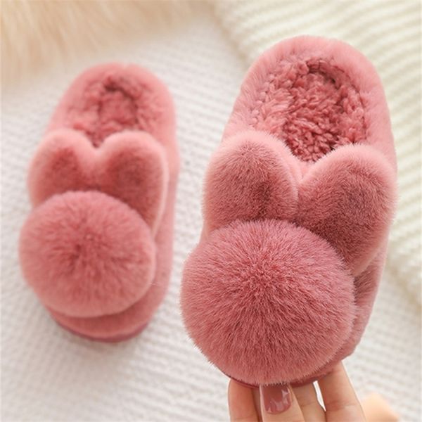 

childrens slippers for girls in autumn and winter cartoon plush 16 years old home parentchild baby cotton shoes boys shoes 201026, Black