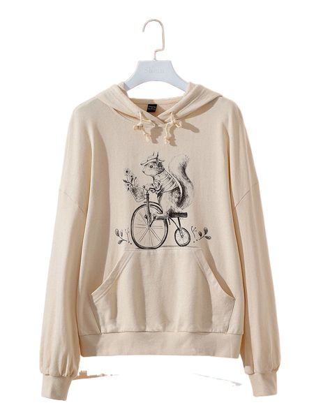 

x maria nechaeva cartoon graphic drop shoulder hoodie r2oa#, Black