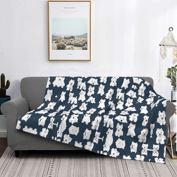 Decken, Westie, West Highland Terrier, Hund, süßer Welpe, Fleece-Überwurf, Decke, Bett, Sofa, personalisierbar, ultraweich, warm, Tagesdecken, Decken