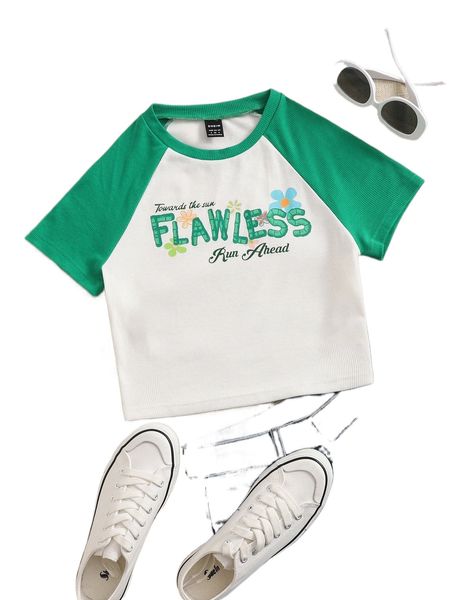 

slogan graphic raglan sleeve crop tee j4tk#, White