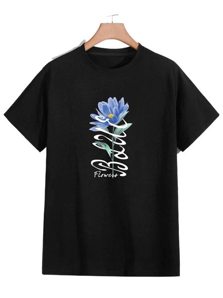 

romwe guys floral print tee c3v7#, White;black