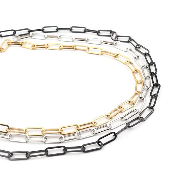 Cadeias de aço inoxidável Link Chain Chain Chain Collo Rose Gold Silver Color oval Jóias de papel -clipe Homens homens 59,5cm/45cm 1pcchains