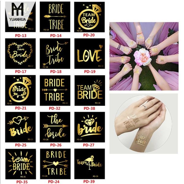 Equipe de noiva Dama de honra Tatuagem Tatuária Bacharel Bride Party Sticker Decoração de casamento Mandes de casamento de noiva