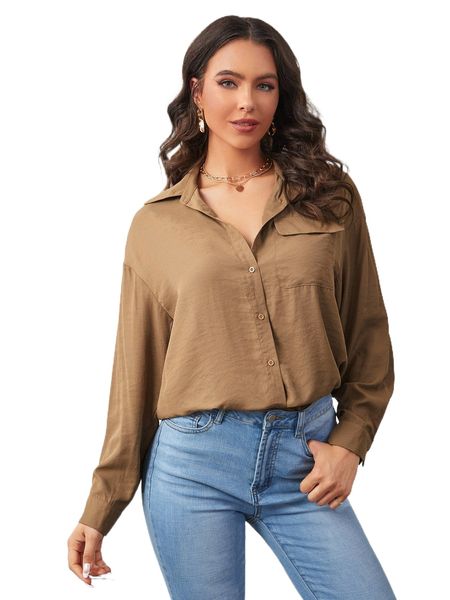 

patch pocket drop shoulder shirt y4je#, White