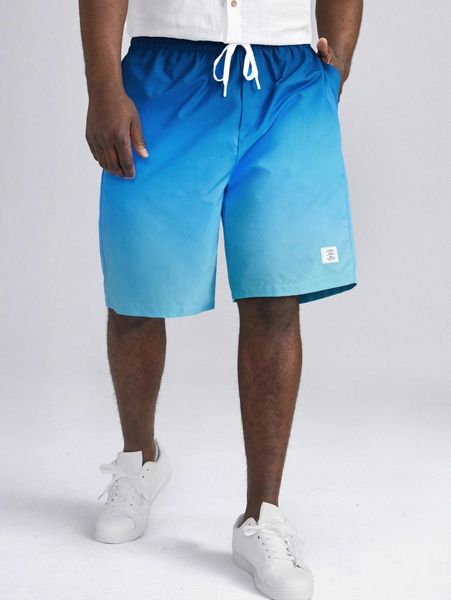 

extended sizes men drawstring waist ombre patched detail shorts h3df#, White;black